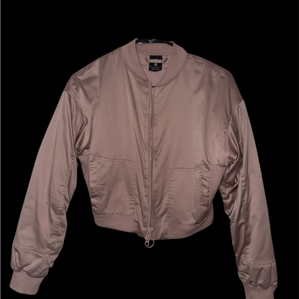 Nike Pink Bomber Jacket Satin Ribbed Design